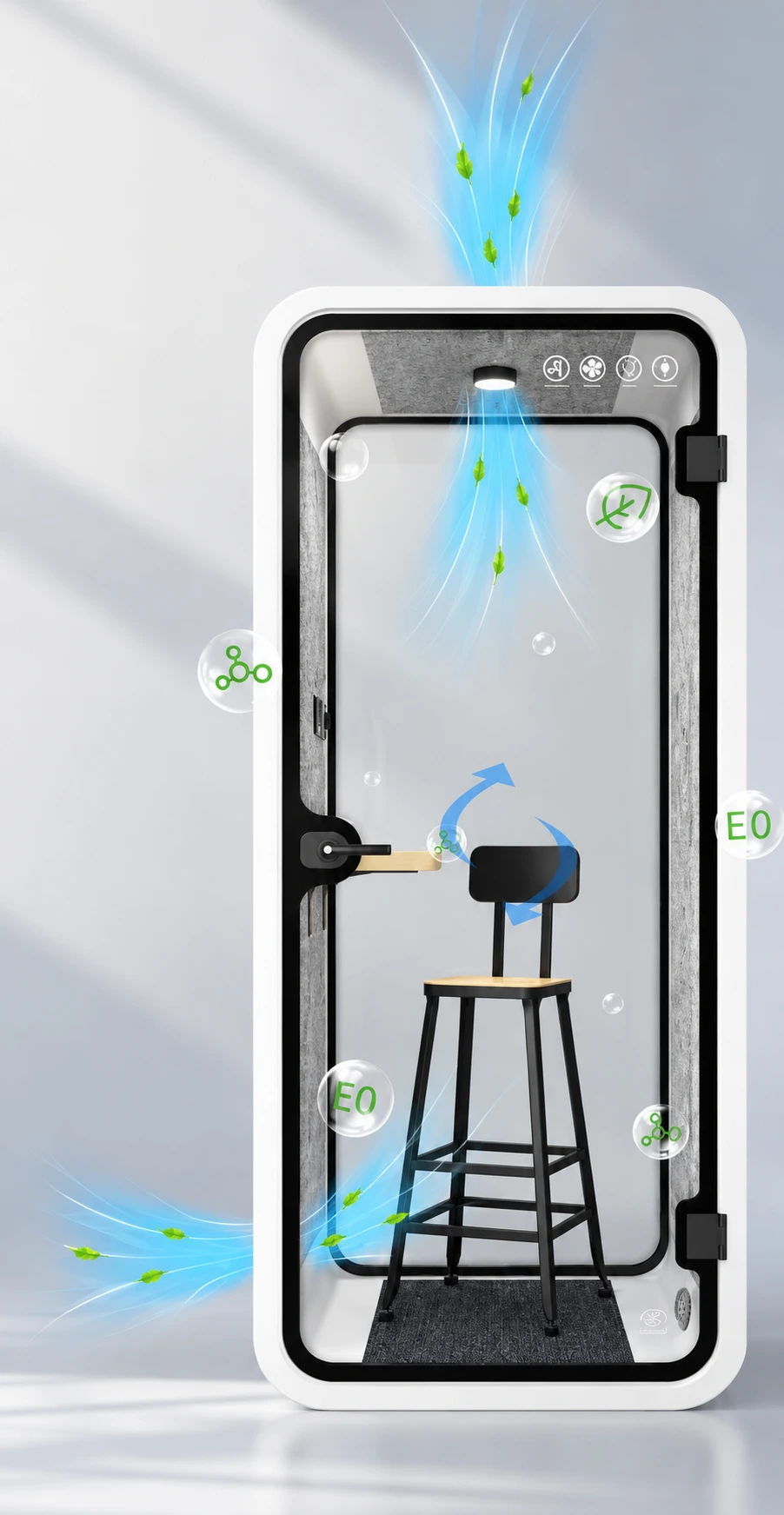Silenced ventilation replaces the air about every 2 minutes