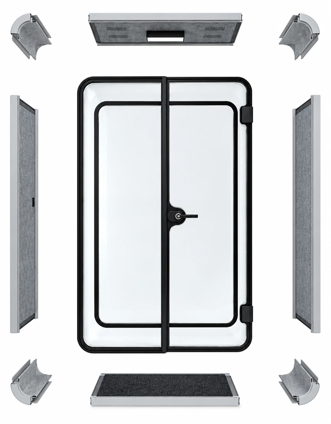 Modular design: top, bottom, wall and door modules