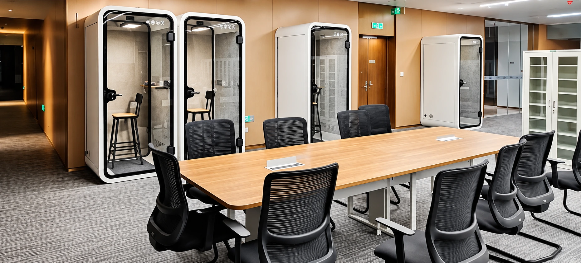 Fermann phone booths in an open-plan office